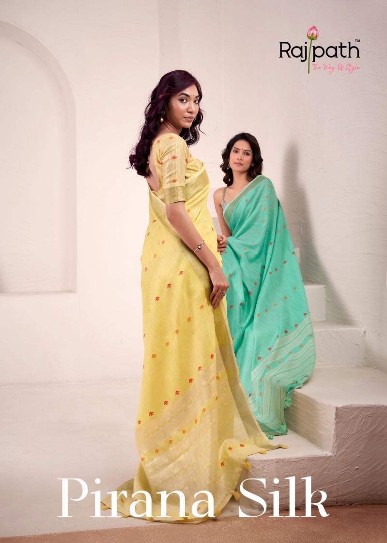rajpath pirana series 498 to 503 silk linen silk trendy saree in wholesale surat