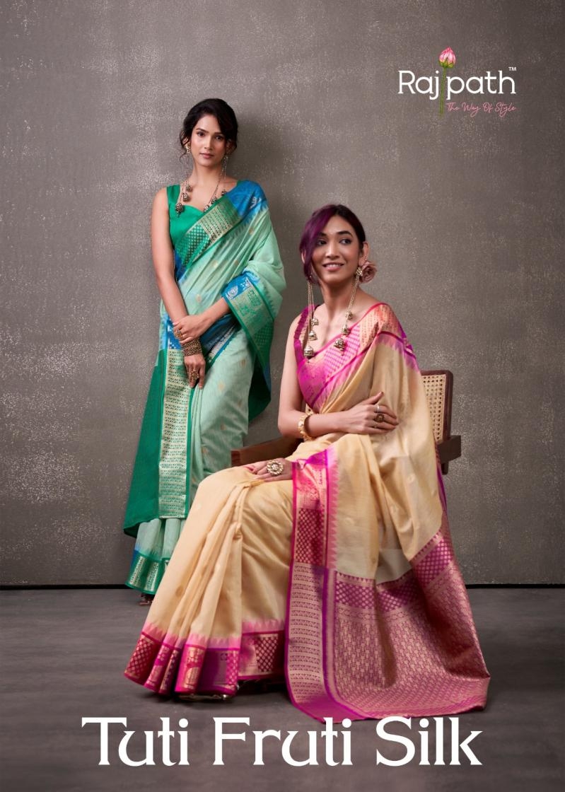 rajpath tuti fruti series 516 to 521 silk modal cotton gorgeous look saree in wholesale surat