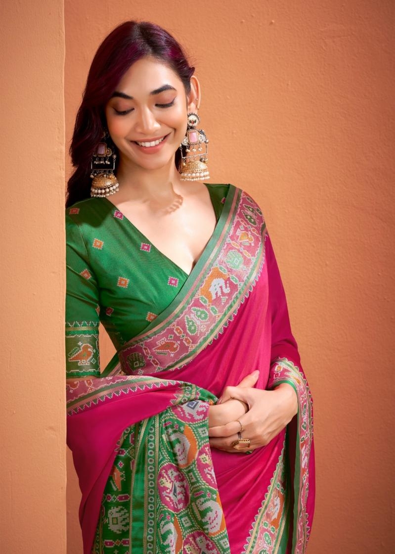 rajpath vrundavan silk series 468 to 473 silk with patola weaving trendy saree in wholesale surat