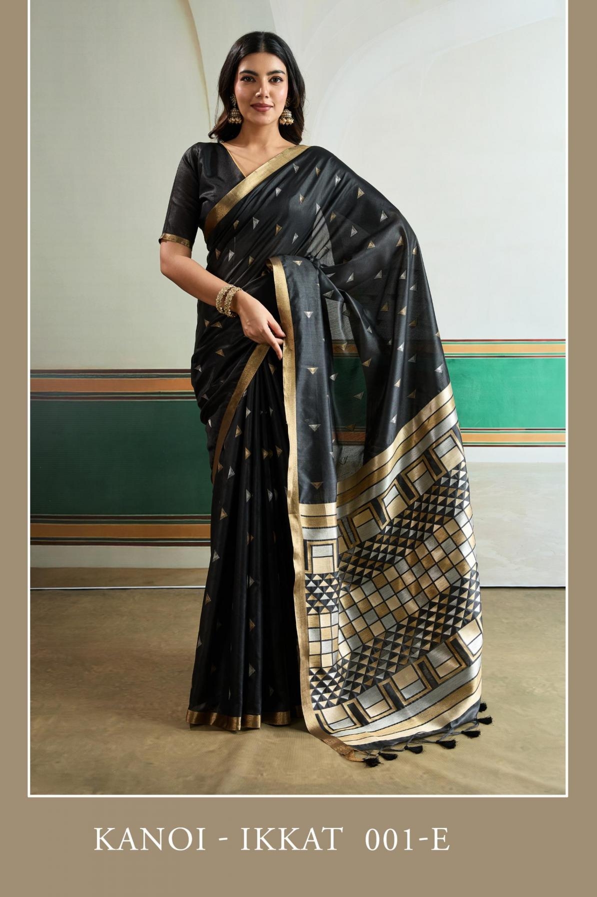 rajtex kanoi ikkat series 001 A to F fashionable handloom waving silk saree in wholesale surat