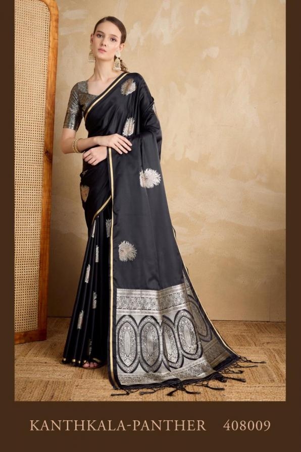 rajtex kanthkala panther series 408005-408009 satin wholesale saree