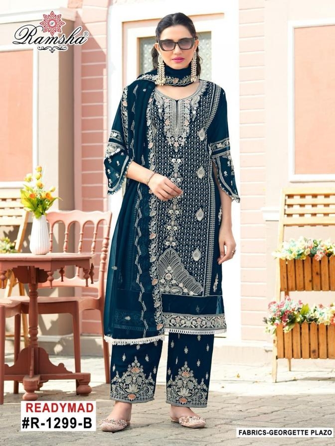 ramsha r 1299 georgette readymade designer pakistani plazzo suits in wholesale surat