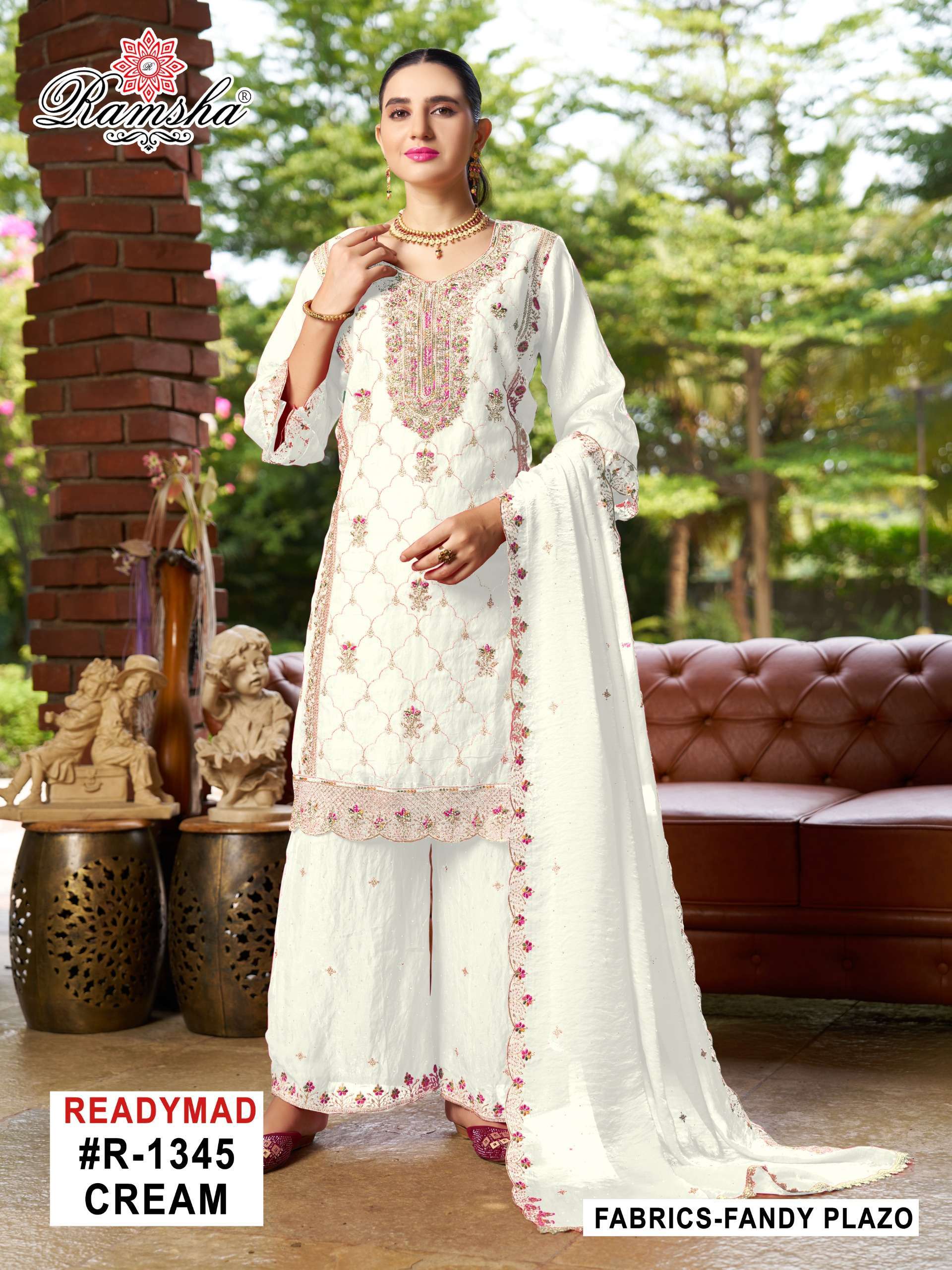 ramsha r 1345 nx fandy readymade pakistani plazzo kurti with dupatta in wholesale surat