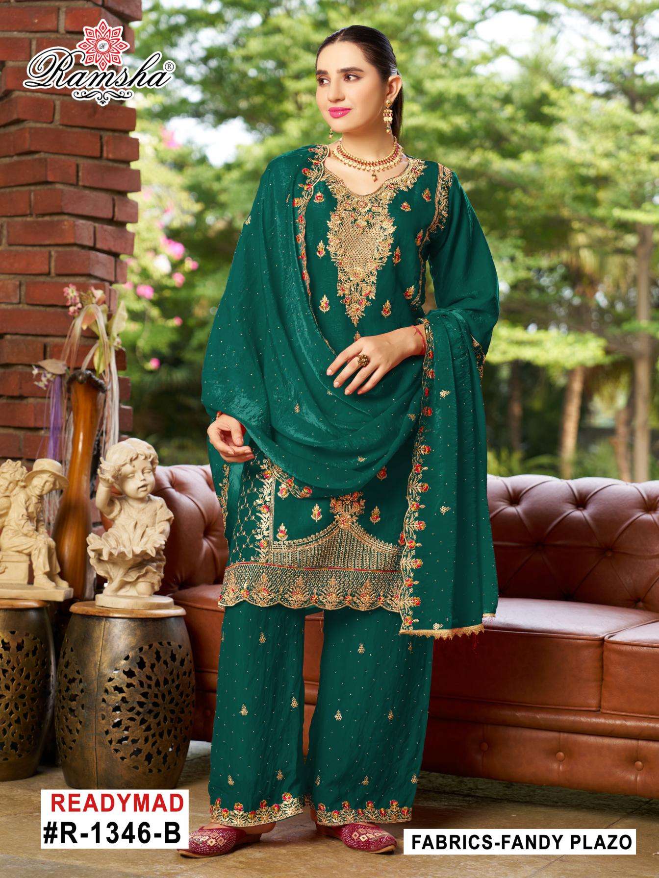 ramsha r 1346 abcd fandy readymade attractive pakistani plazzo suits in wholesale surat