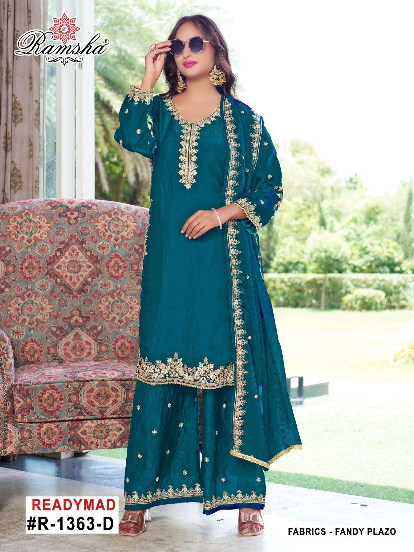 ramsha r 1363 A to D nx fandy readymade classic pakistani plazzo  suit in wholesale surat
