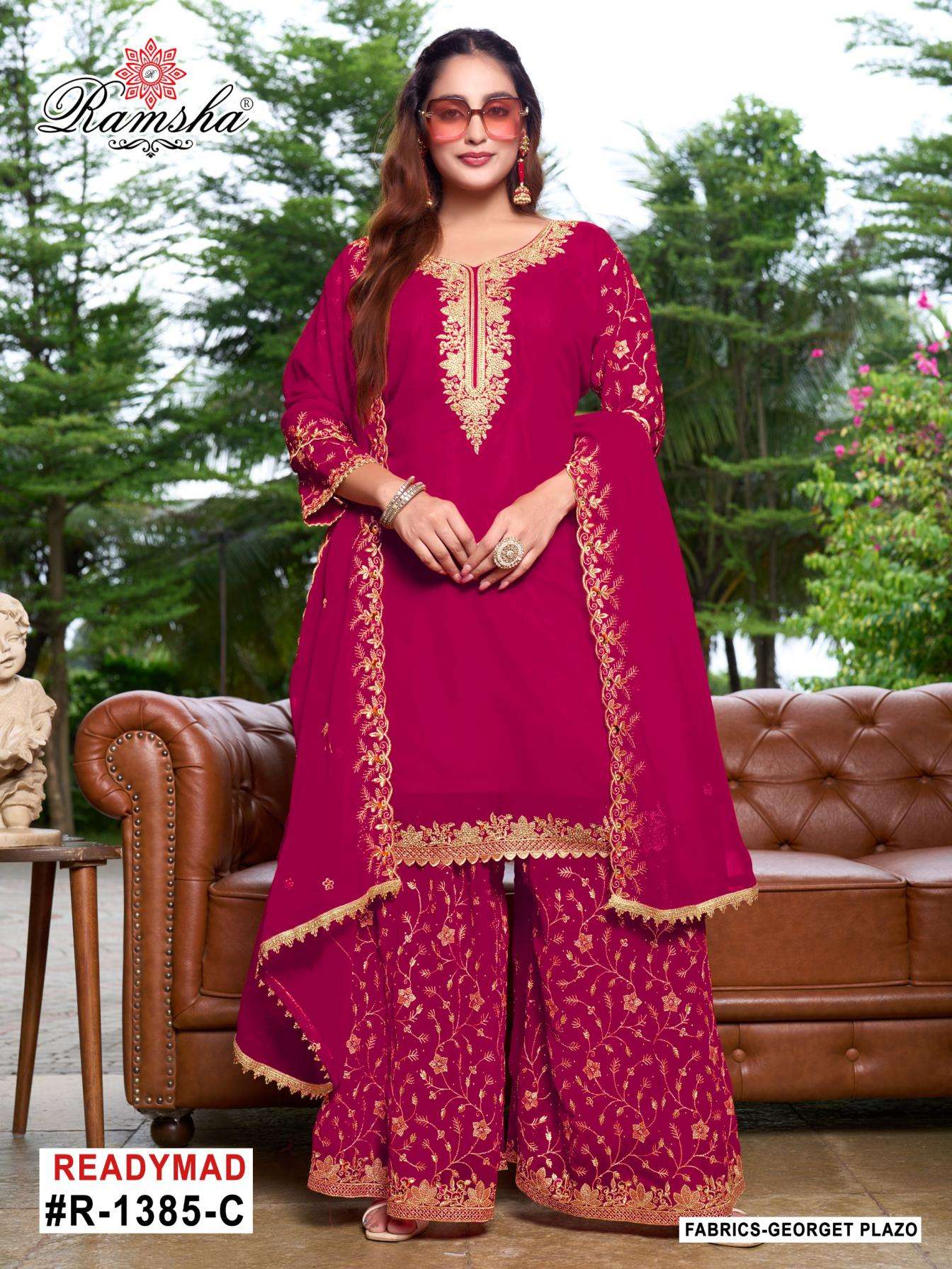 ramsha r 1385 nx A to D readymade party wear georgette plazzo pakistani suits in wholesale surat