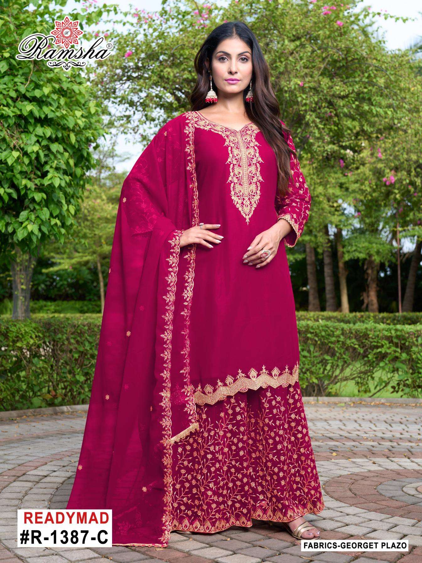 ramsha r 1387nx pretty look georgette readymadse salwar suit in wholesale surat