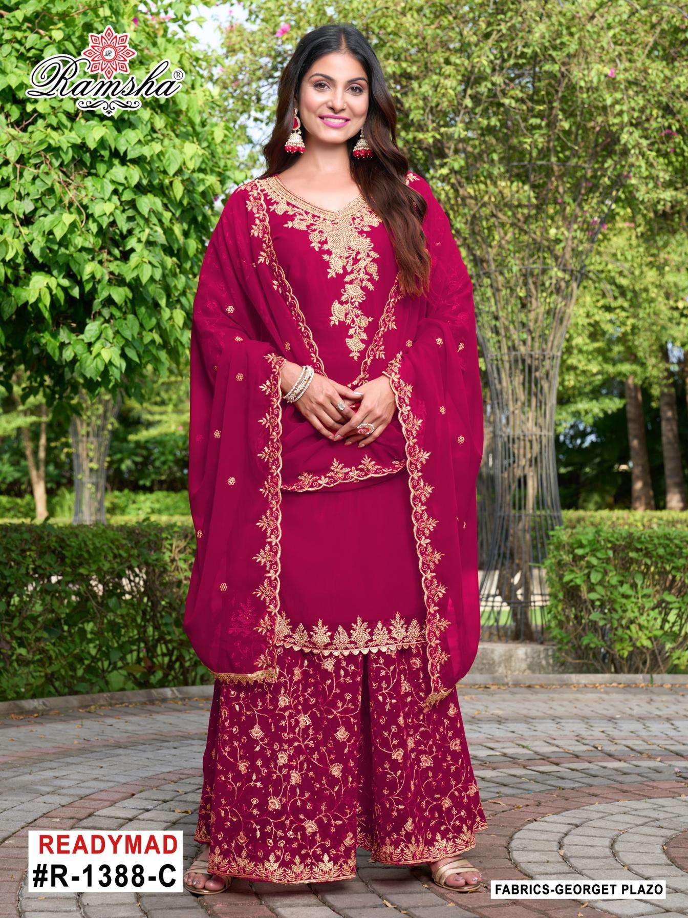 ramsha r 1388 A to D nx georgette readymade pakistani plazzo suit in wholesale surat