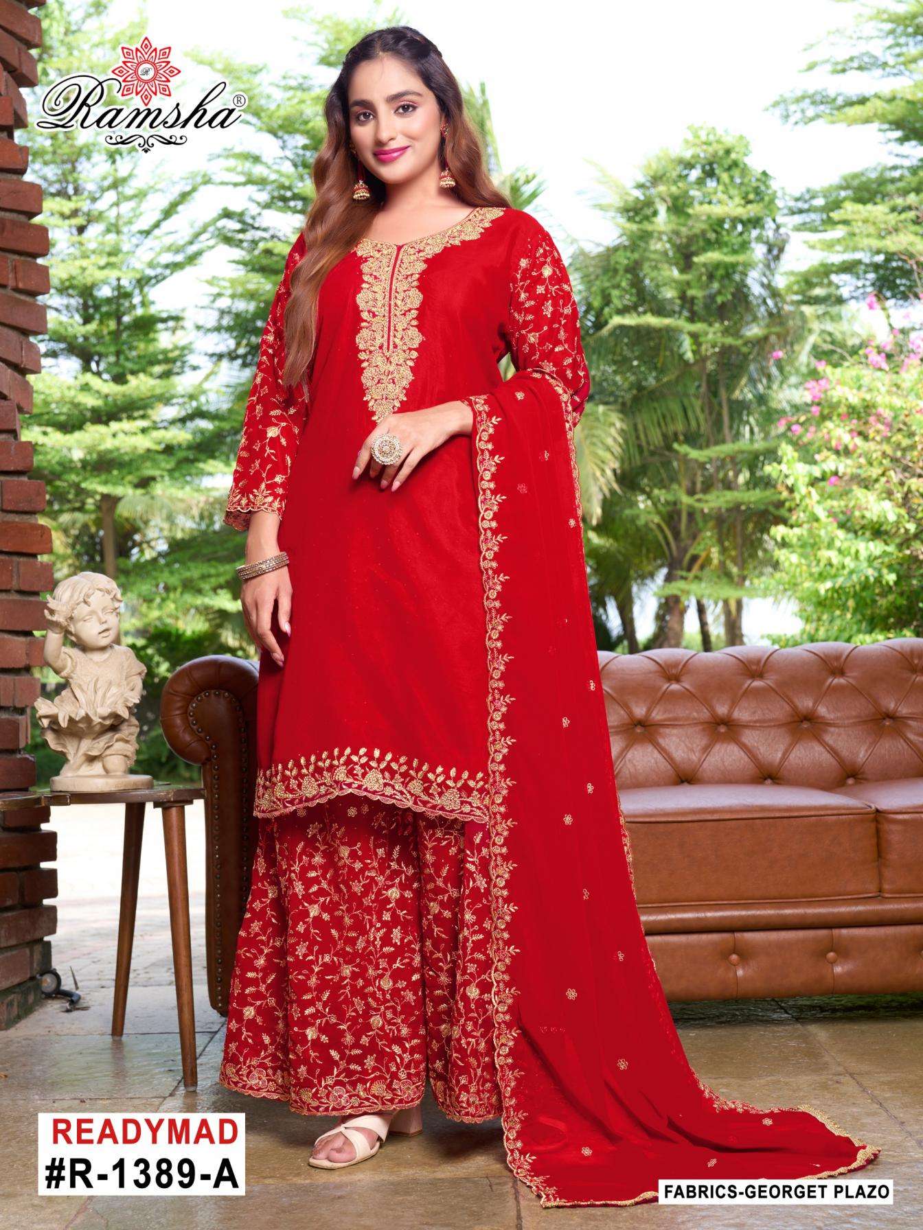 ramsha r 1389 A to D nx readymade designer georgette plazzo pakistani suit in wholesale surat