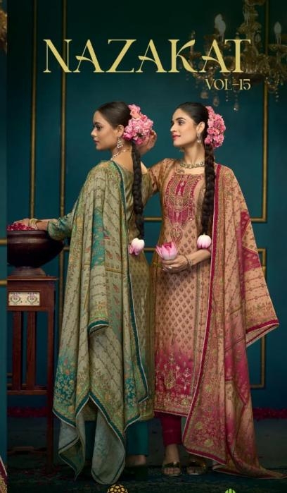 rang nazakat vol 15 series 10091 to 10094 muslin gorgeous look salwar kameez in wholesale surat