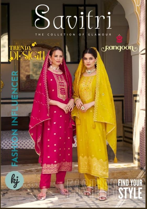 rangoon savitri series 7001 to 7004 dola russian jacquard elegant style readymade suit in wholesale surat