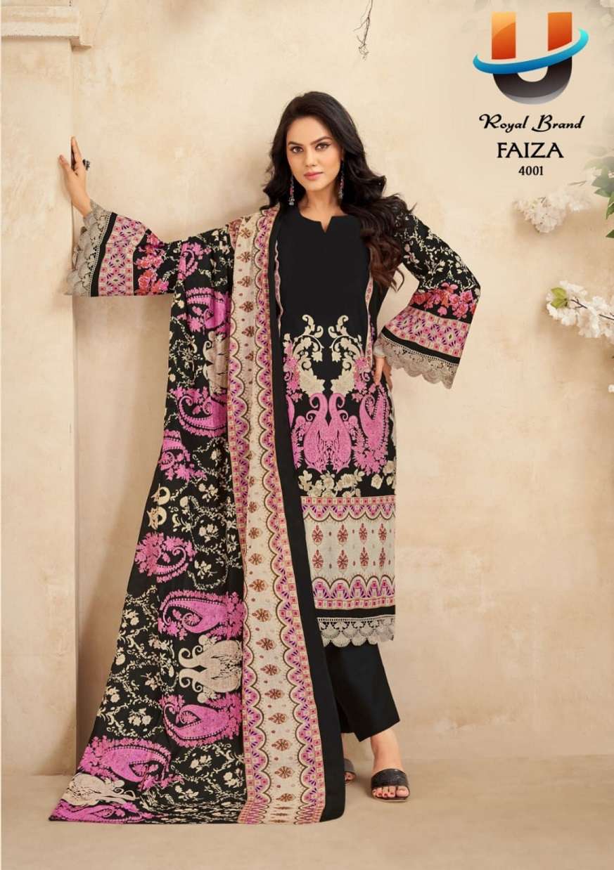 Royal Faiza Vol-4 series 4001 to 4008 cotton Karachi style salwar kameez in wholesale surat