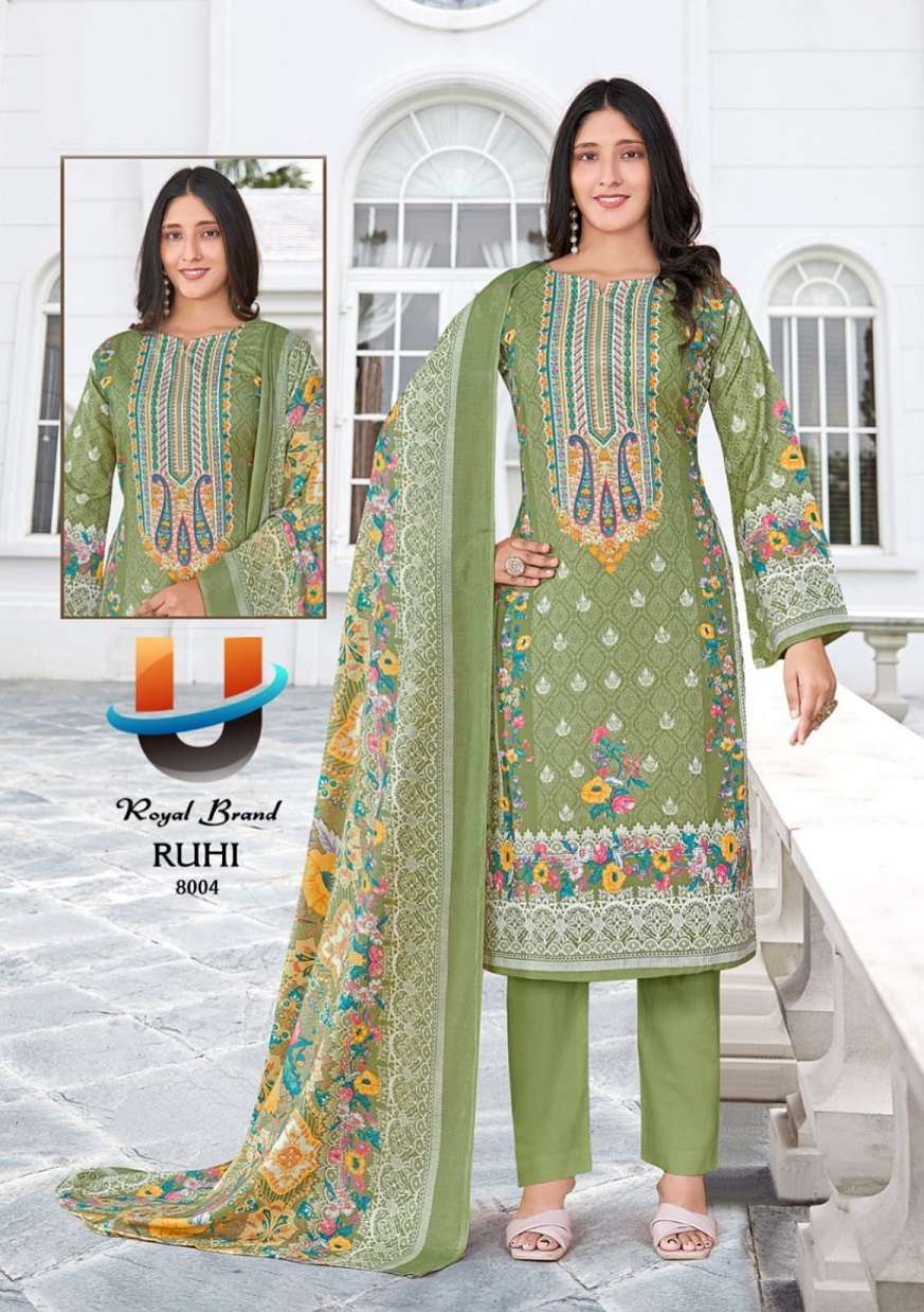 Royal Ruhi Vol-8 series 8001 to 8008 cotton Karachi style salwar kameez in wholesale surat