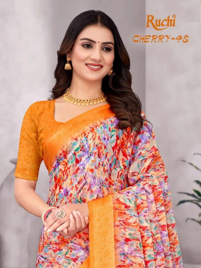 ruchi cherry vol series 48 40306 A to F amazing chiffon sartin saree in wholesale surat