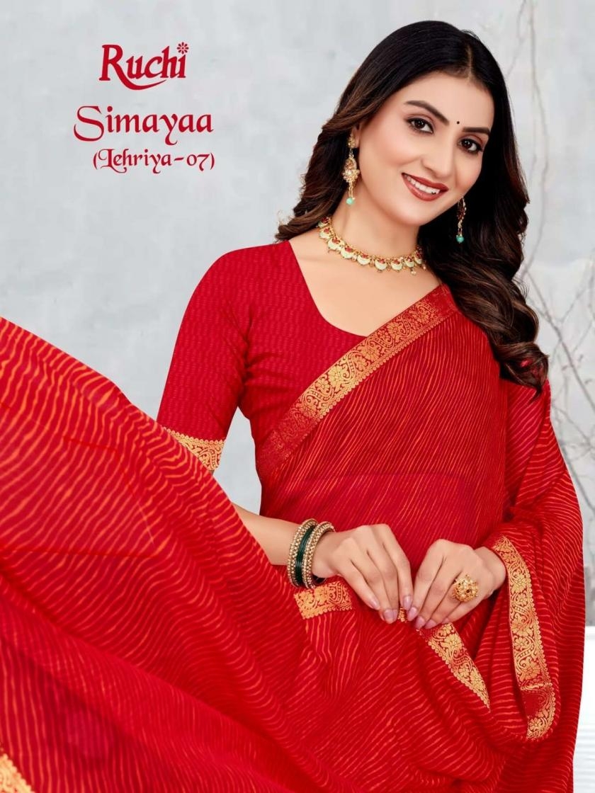 ruchi simayaa lehriya vol 7 series 42607 chiffon wholesale saree