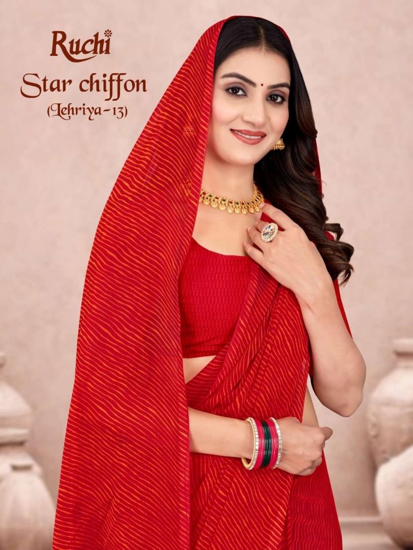 ruchi star chiffon lehriya vol 13 series 41513 chiffon wholesale saree