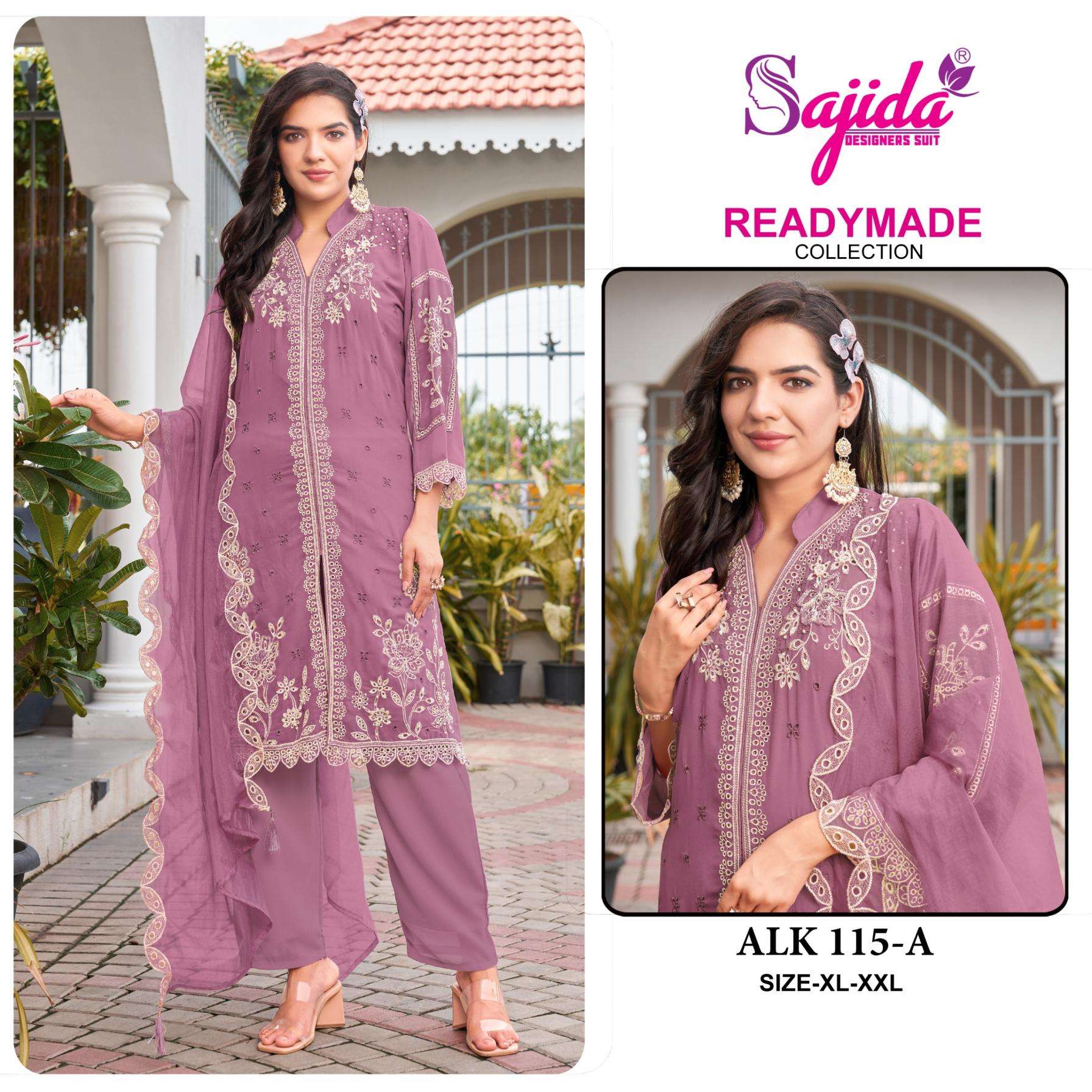 sajida designer alk 115 georgette wholesale readymade suit 