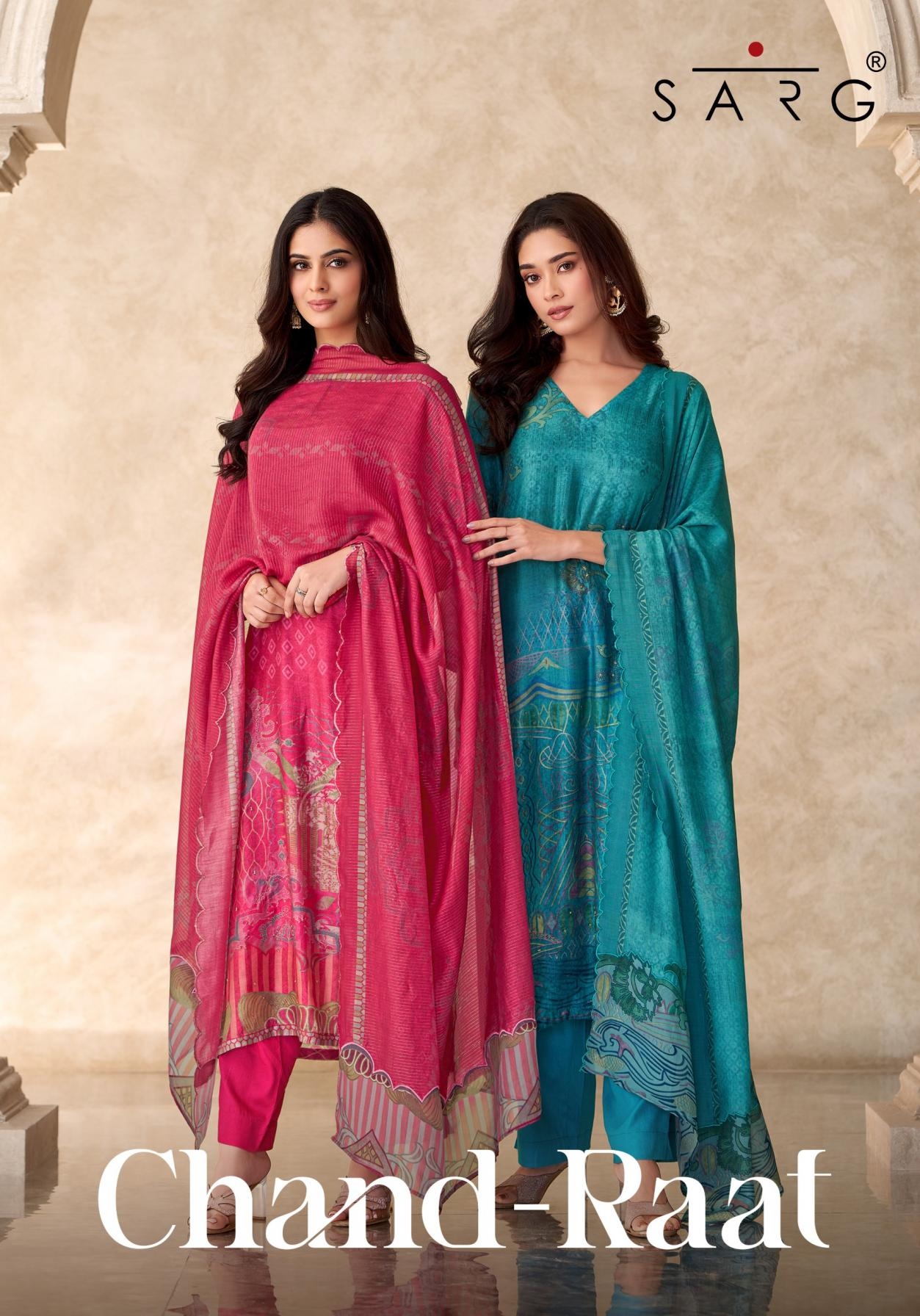 sarg chand raat series 1456 to 1463 sahiba muslin silk modern salwar kameez in wholesale surat