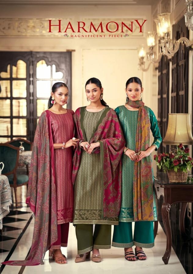 sargam prints elegance harmony series2714 A to D bemberg muslin jacquard salwar kameez in wholesale surat