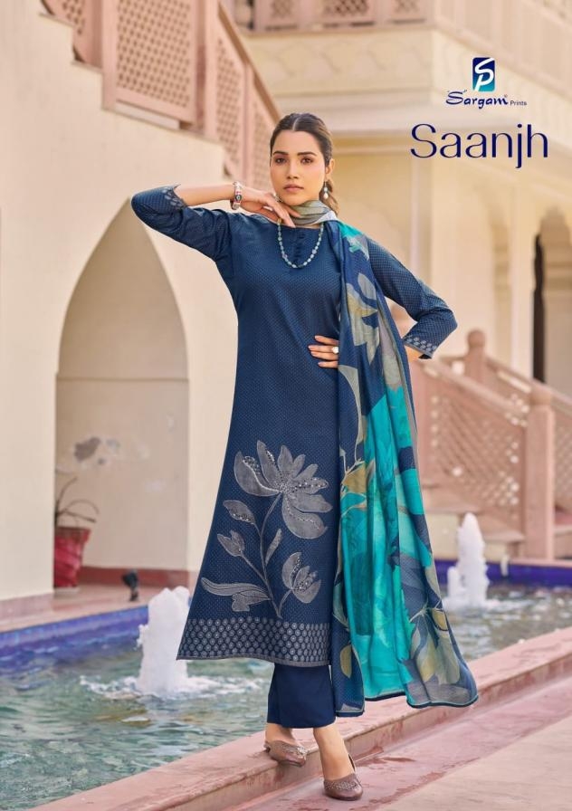 sargam prints saanjh 2632 A to D popular design jam print salwar kameez in wholesale surat