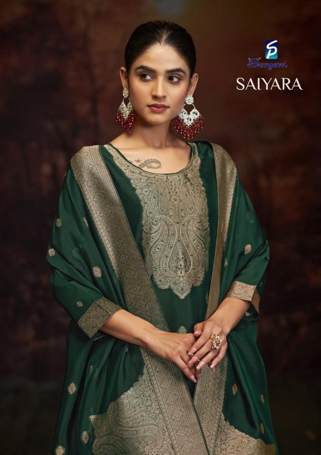 sargam prints saiyara series 2707 A to D silk jacquard salwar kameez in wholesale surat