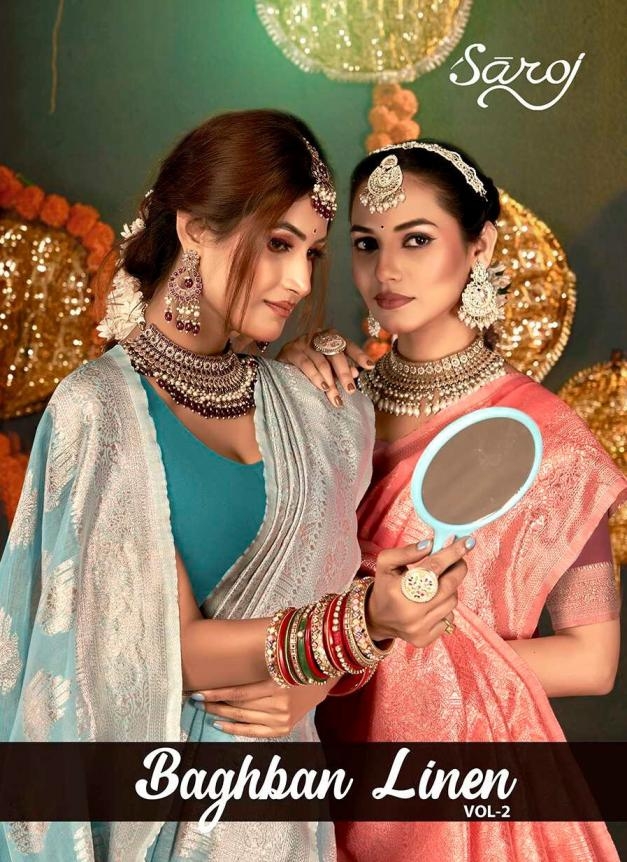 Saroj Baghban Linen Vol-2 series 1001-1006 cotton linen wholesale saree