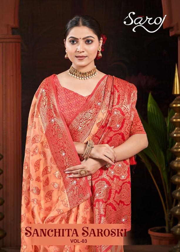 Saroj Sanchita saroski vol.3 series 1001 to 1006 Soft silk saree in wholesale surat