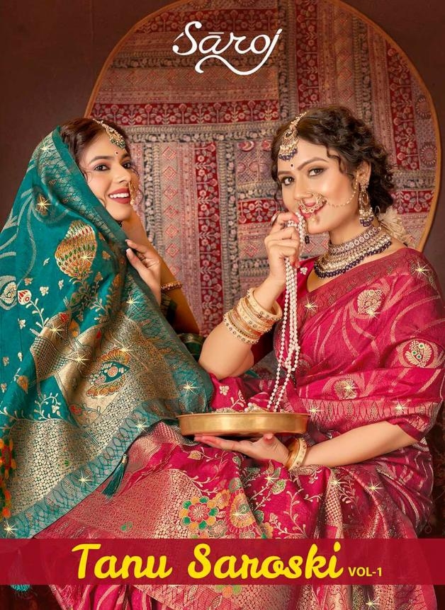 Saroj Tanu saroski vol.1 series 1001 to 1006 Dola silk saree in wholesale surat