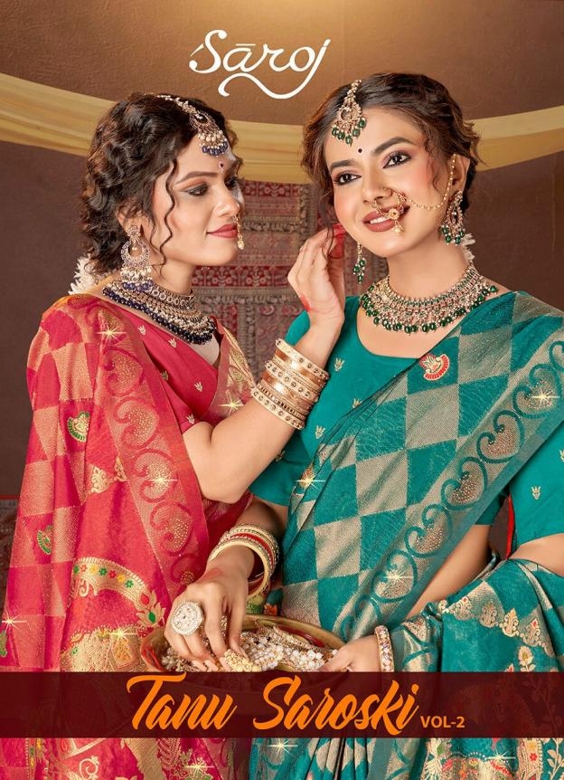 Saroj Tanu saroski vol.2 series 1001 to 1006 Dola silk saree in wholesale surat