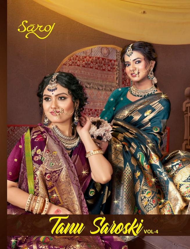 Saroj Tanu saroski vol.4 series 1001 to 1006 Dola silk saree in wholesale surat