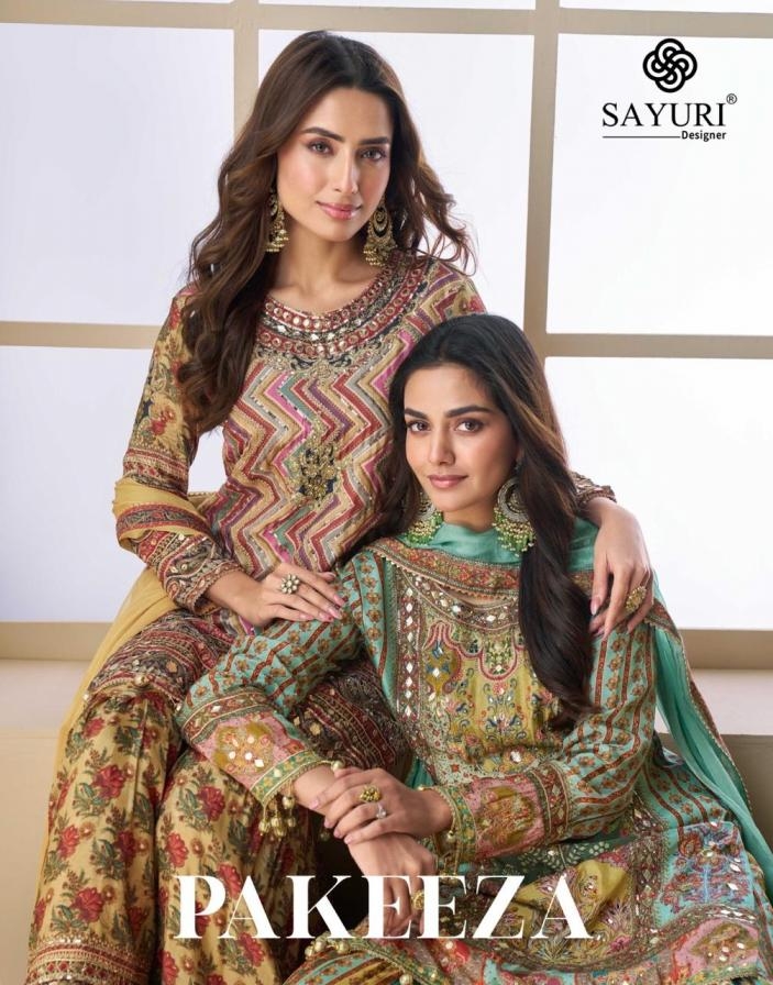 sayuri designer pakeeza 5838 to 5840 readymade viscose natural crep silk plazzo suit in wholesale surat