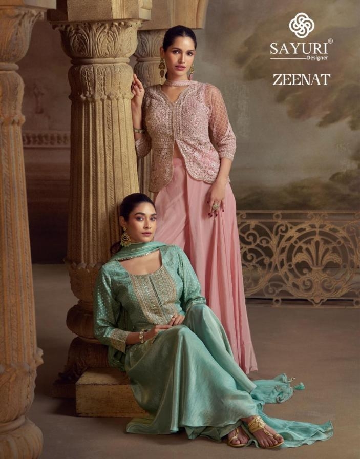 sayuri designer zeenat series 5821 to 5823 viscose simar readymade plazzo kurti with dupatta in wholesale surat