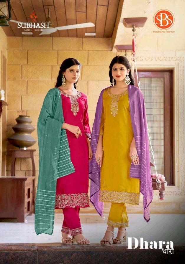 sbs launch dhara series 6321 to 6324 roman silk readymade classic suit in wholesale surat
