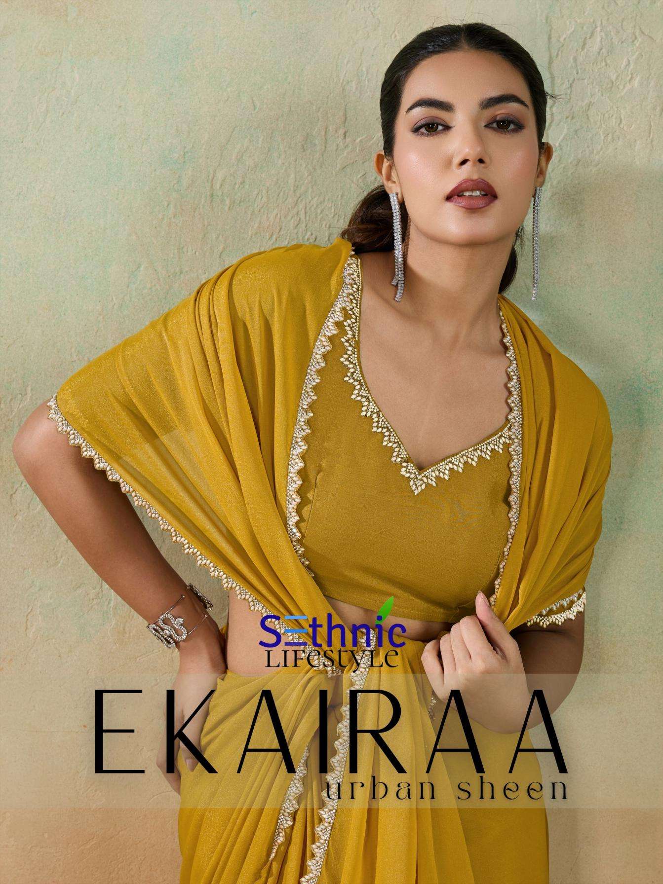 sethnic lifestyle ekairaa series 97001 to 97005  matt georgette party wear saree in wholesale surat