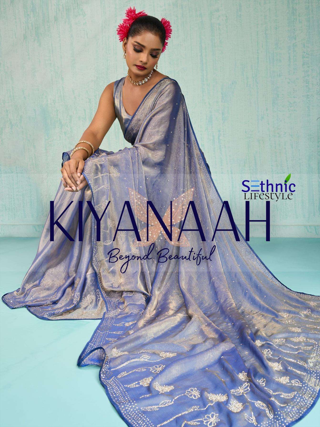 sethnic lifestyle kiyanaah series 89001-89004 Dual Tone Velvet Chiffon wholesale saree