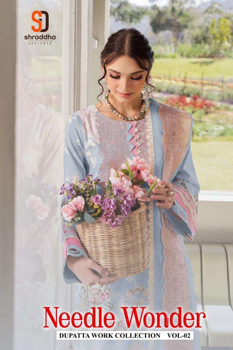shraddha designer needle wonder vol 2 series 2001 to 2002 cotton and chiffon salwar suit in wholesale surat