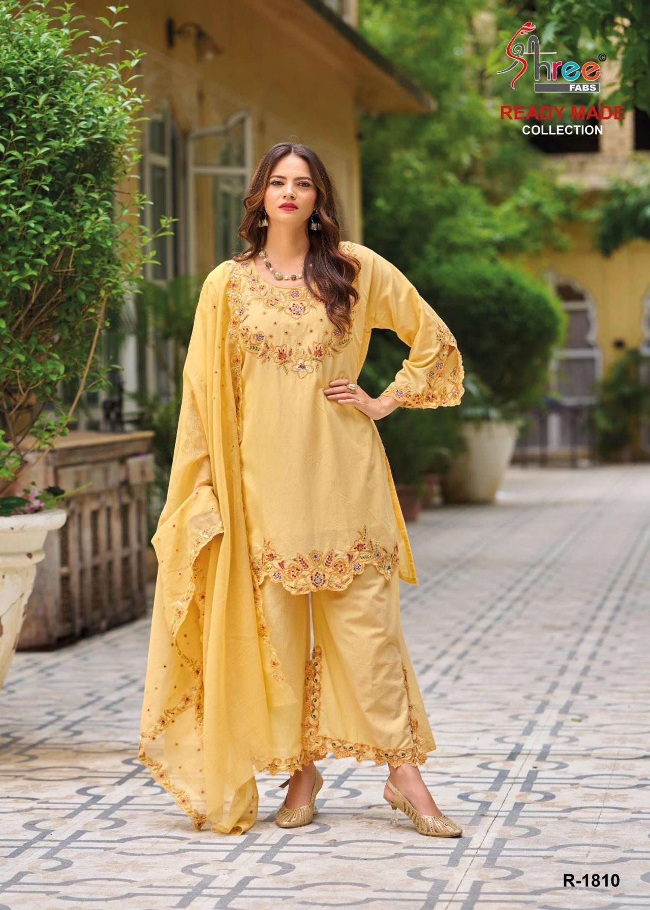 shree fab 1810 A to D cotton lawn pakistani readymade plazzo suit in wholesale surat
