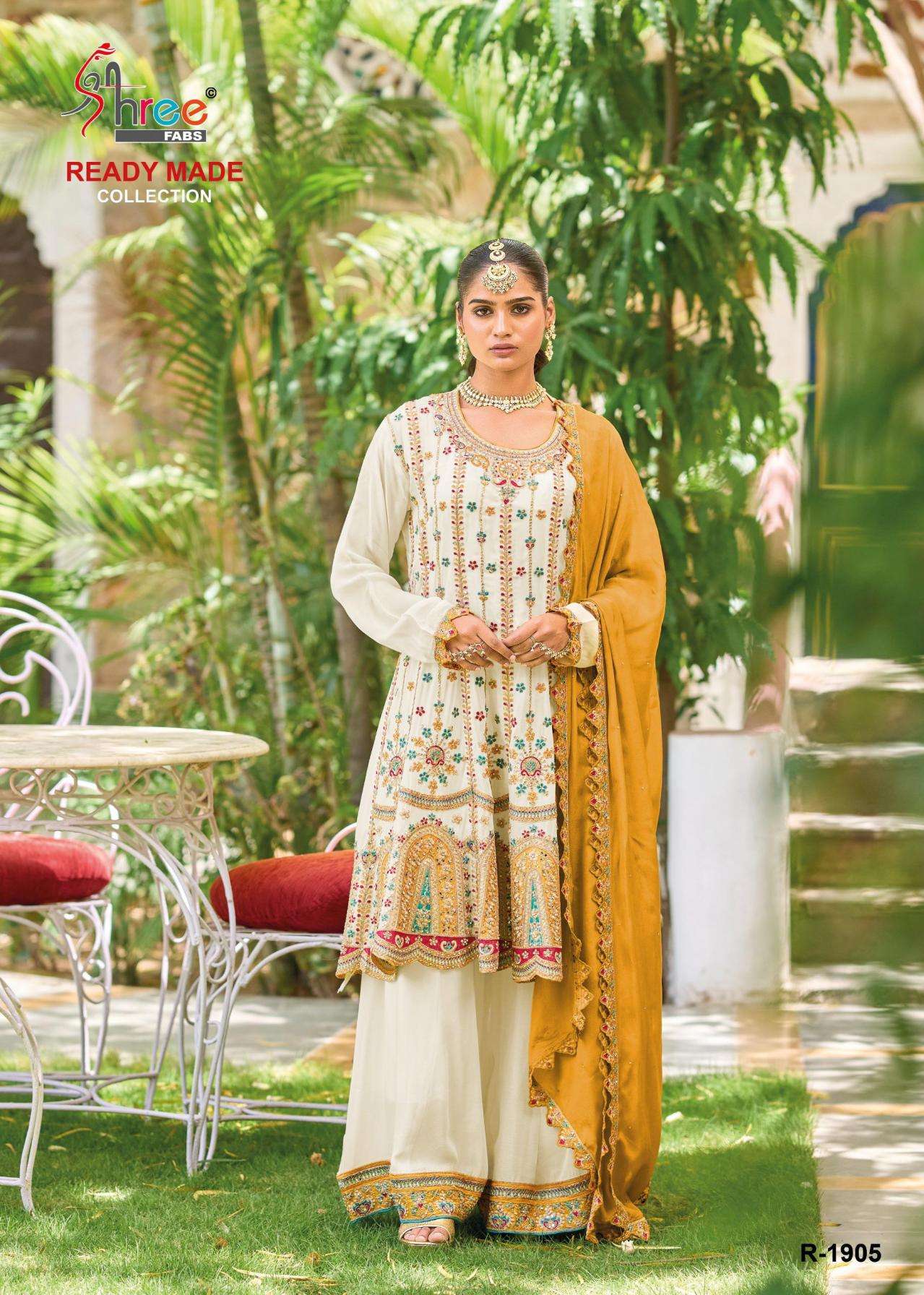 shree fabs 1905 A to D chinon readymade attractive look plazzo pakistani suit in wholesale surat