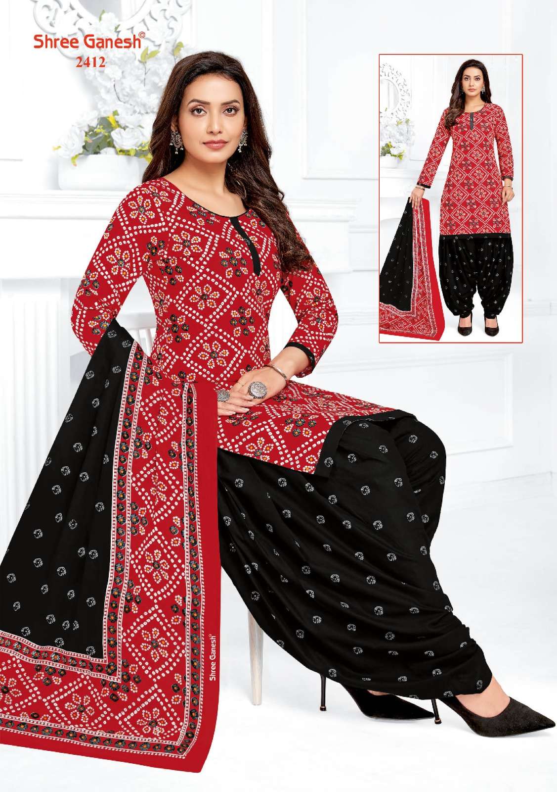 Shree Ganesh Bandhani Patiyala Vol-04 series 2401 to 2415 Pure Cotton Printed salwar kameez in wholesale surat