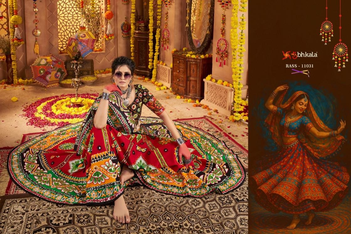 shubhkala raas vol 22 series 11031 to 11034 organic cotton traditional readymade chaniya choli in wholesale surat