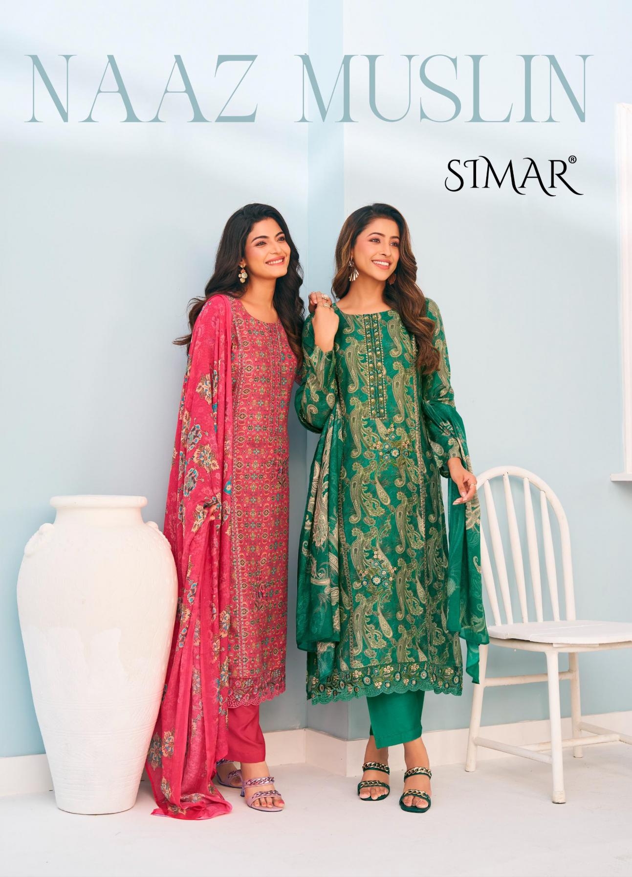 simar glossy naaz series 13041-13045 MUSLIN wholesale suit 