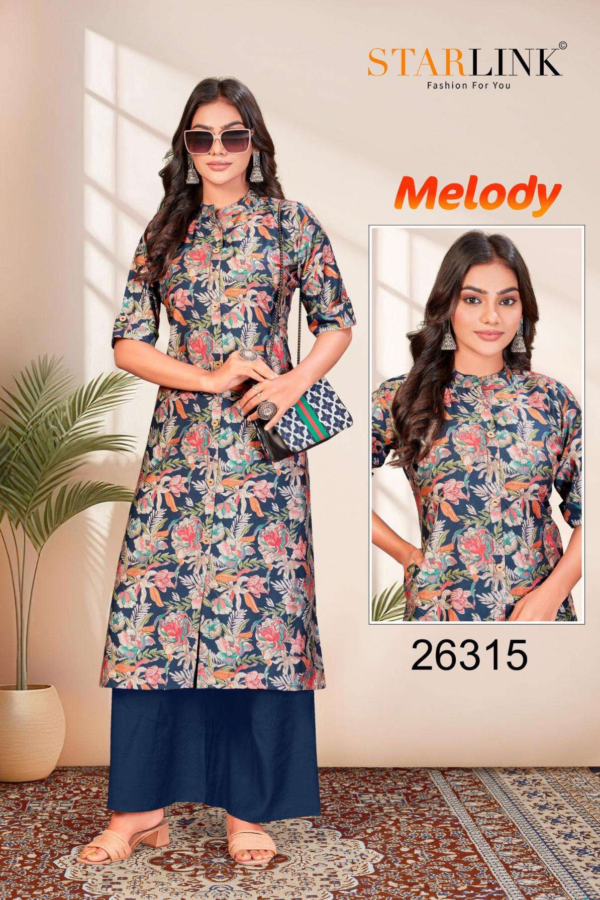 starlink melody series 26301 to 26326 vertican print readymade stylish combo kurti with plazzo in wholesale surat