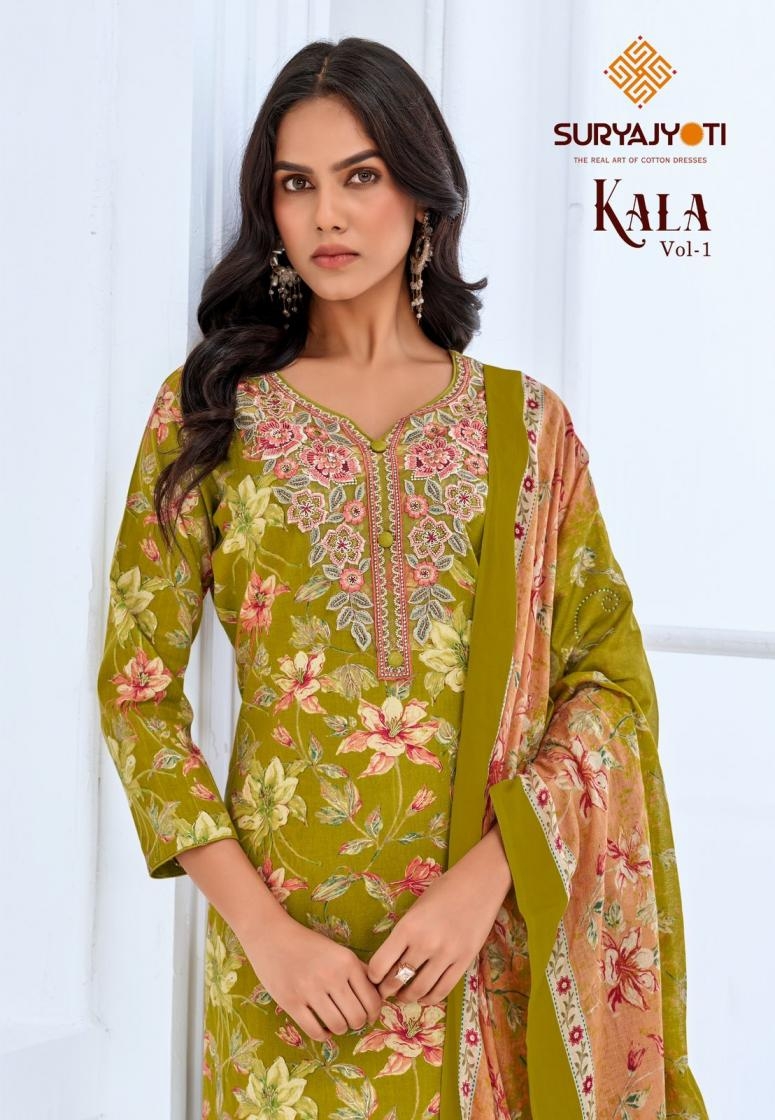 suryajyoti kala vol 1 series 1001 to 1008 cotton readymade casual plus size suit in wholesale surat