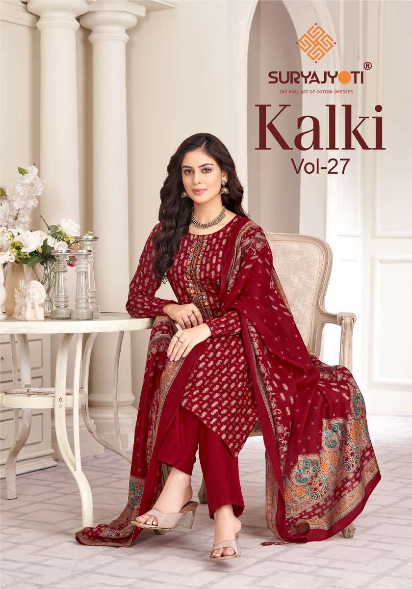 Suryajyoti Kalki Vol-27 series 27001-27008 Jaam Satin wholesale suit