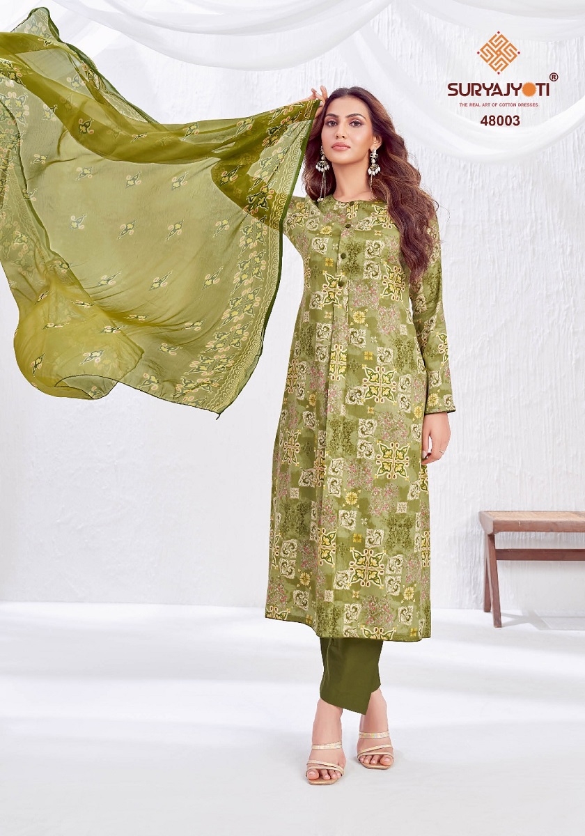 Suryajyoti Naisha Vol-48 series 48001 to 48010 Jaam Satin Printed salwar kameez in wholesale surat
