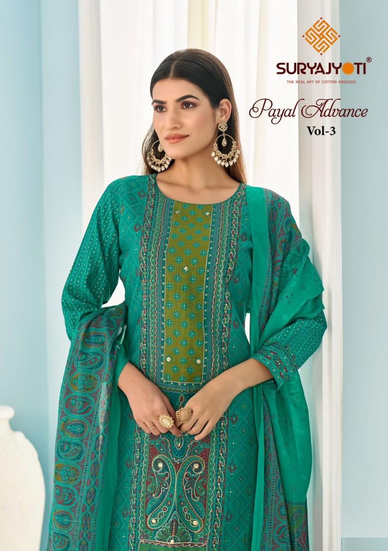  suryajyoti payal advance vol 3 series 3001 to 3006 modal pretty look salwar kameez in wholesale surat