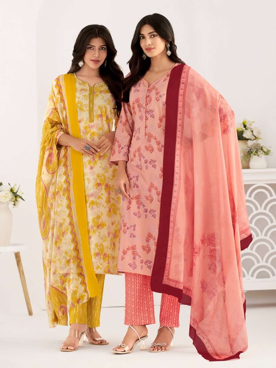 Suryajyoti Trendy Cotton Vol-67 series 6701 to 6720 Pure Cotton Printed Kurti Pant With Dupatta in wholesale surat