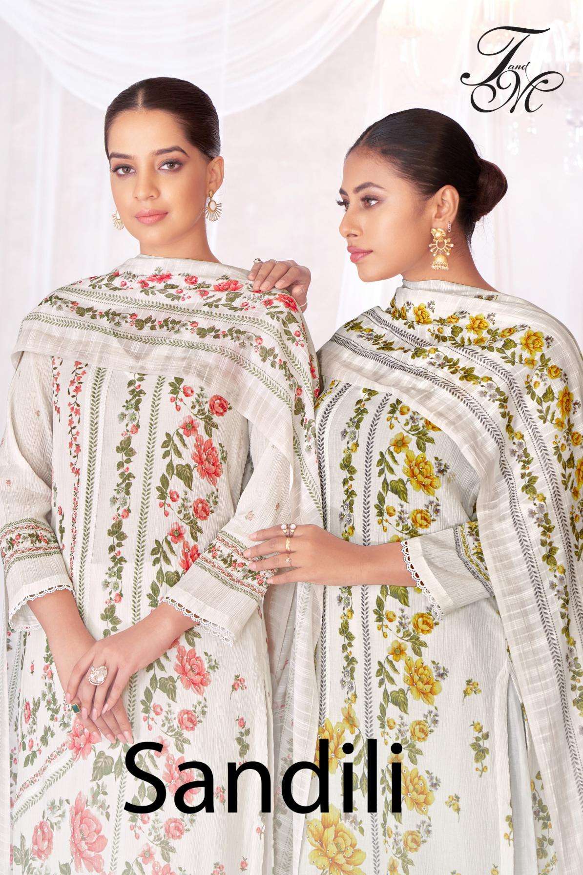 t&m launch sandili series 375 to 395 cotton crush trendy salwar kameez in wholesale surat