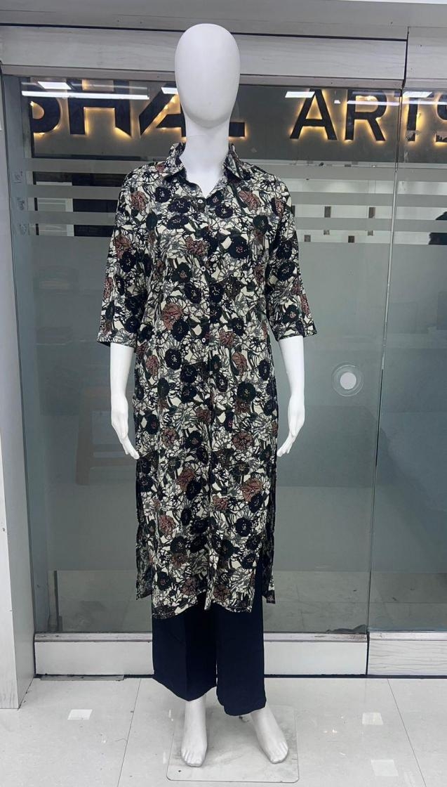 The final touch rayon wholesale printed kurti with pant