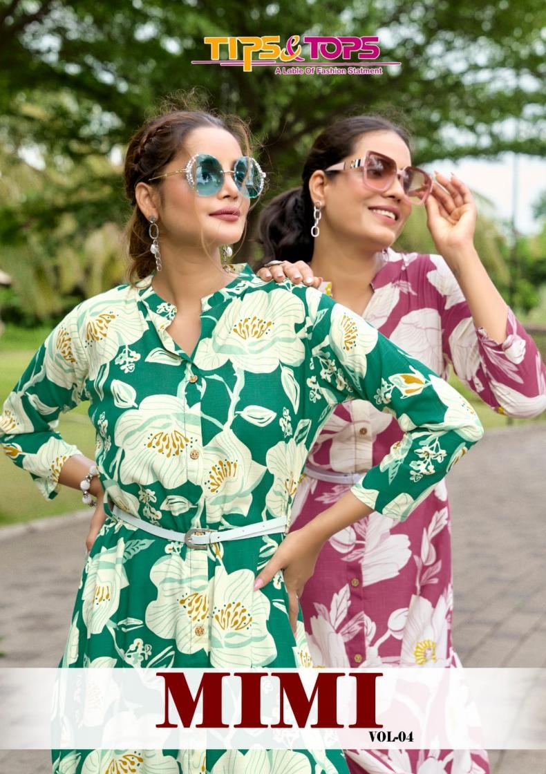 tips & tops mimi vol 4 series 4001 to 4006 rayon a-line readymade big size classic kurtis in wholesale surat